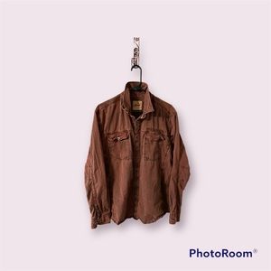Men’s Burgundy Distresses Casual Button Down Long Sleeve Shirt